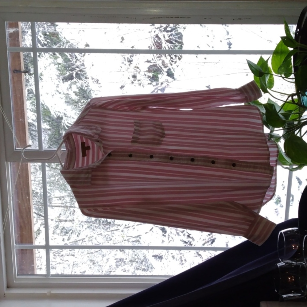 JACHS girlfriend pink striped button down shirt